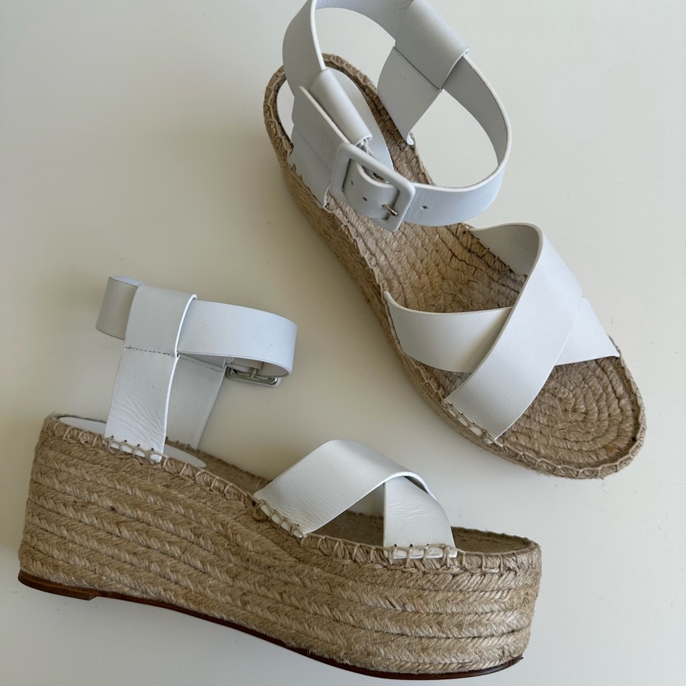 Celine Espadrille Sandals White Leather Shoes size 41 NEW with box